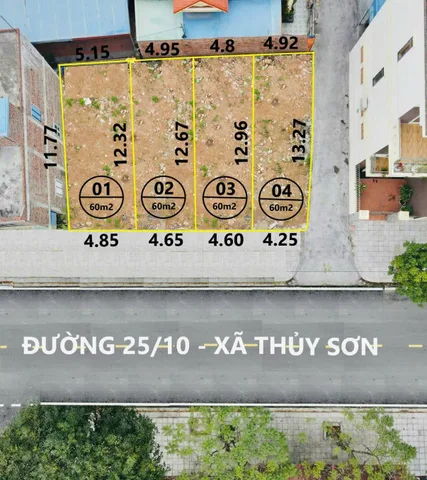 10.2026.Bán Đất 60m2 mặt đường 25/10.giá 2.79 tỷ tại Xã Thuỷ Sơn Huyện Thuỷ Nguyên Hải Phòng. liên hệ 0362558882