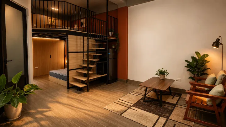 Cho thuê căn hộ mini duplex 2 phòng ngủ 48m² full đồ, có chỗ đỗ ô tô – KĐT HUD Vân Canh, 6,9 triệu