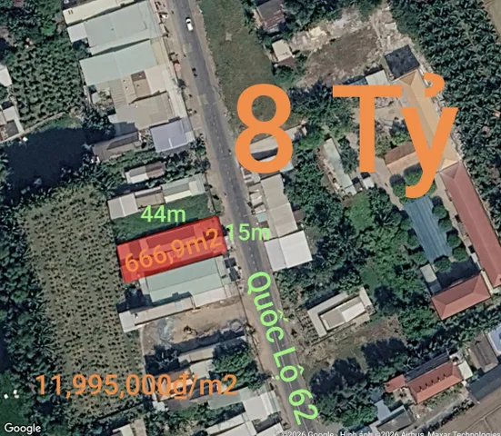 Bán Đất 666.9m2 giá 8 tỷ tại Xã Mỹ An Huyện Thủ Thừa Long An