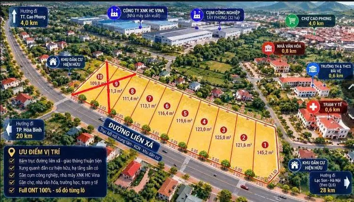 Bán Đất 100m2 có sẵn 100 m2 thổ cư giá 350 triệu tại Thị trấn Cao Phong Huyện Cao Phong Hòa Bình