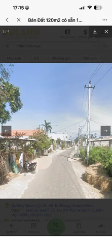 Bán Đất 120m2 có sẵn 117 m2 thổ cư giá 1.92 tỷ tại Xã Vạn Khánh Huyện Vạn Ninh Khánh Hòa