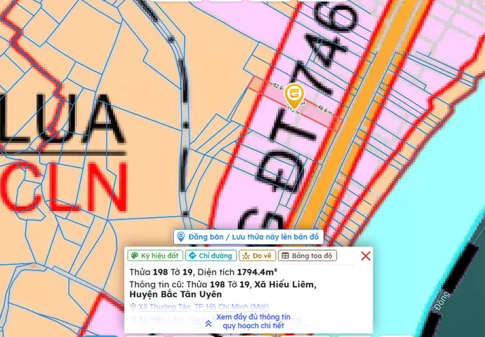 Bán Đất 1794m2 giá 3.2 tỷ tại Đường tỉnh 746 Xã Hiếu Liêm Huyện Bắc Tân Uyên Bình Dương