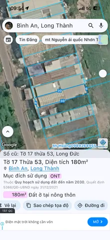 Bán Đất 180m2 có sẵn 180 m2 thổ cư giá 5.6 tỷ tại Xã Long Đức Huyện Long Thành Đồng Nai