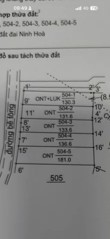 Bán Đất 136.6m2 có sẵn 136.6 m2 thổ cư giá 275 triệu tại Xã Ninh Trung Thị xã Ninh Hòa Khánh Hòa