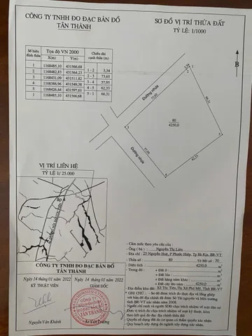 Bán Đất 4250m2 giá 7.2 tỷ tại Đường Hội Bài - Châu Pha Xã Tóc Tiên Thành phố Phú Mỹ Bà Rịa - Vũng Tàu