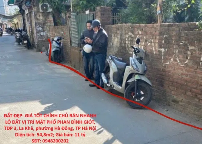ĐẤT ĐẸP- GIÁ TỐT CHÍNH CHỦ BÁN NHANH LÔ ĐẤT VỊ TRÍ MẶT PHỐ PHAN ĐÌNH GIÓT, phường Hà Đông, TP Hà Nội