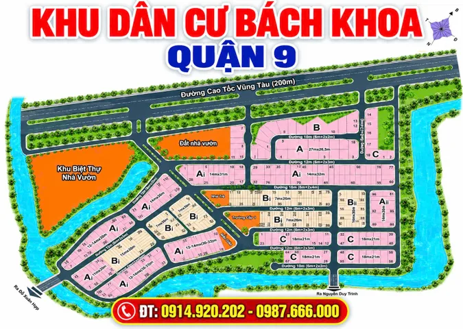 Bán lô đất khu Bách Khoa, Phường Phú Hữu, Quận 9, lô B1-11, diện tích 7x30,4m, giá 64tr/m2