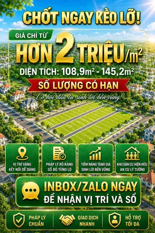 🔥 **CHỈ HƠN 2 TRIỆU/M² – SỞ HỮU ĐẤT FULL THỔ CƯ TẠI CAO PHONG!**