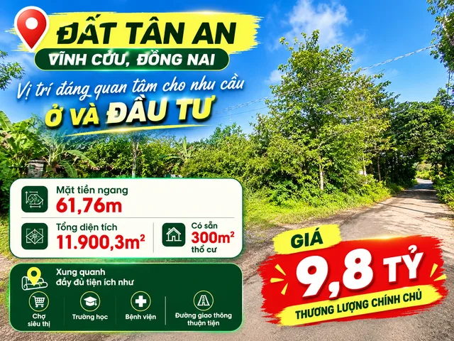 Bán đất tại Xã Tân An, Huyện Vĩnh Cửu, Đồng Nai