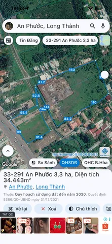 Bán Đất 33000m2 có sẵn 5000 m2 TMD giá 300 tỷ tại Xã An Phước Huyện Long Thành Đồng Nai
