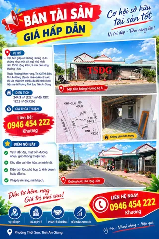 Bán Nhà riêng 244.3m2 có sẵn 122.1 m2 thổ cư giá 2.1 tỷ tại Xã Nhơn Hưng Huyện Tịnh Biên An Giang