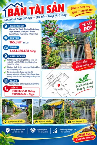Bán Nhà riêng 165.8m2 có sẵn 165.8 m2 thổ cư giá 1.45 tỷ tại Phường Thuận Hưng Quận Thốt Nốt Cần Thơ