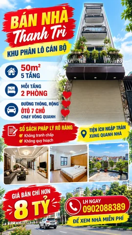 BÁN NHÀ THANH TRÌ khu phân lô cán bộ 50m² × 5 tầng, ô tô 7 chỗ thông, pháp lý rõ ràng.