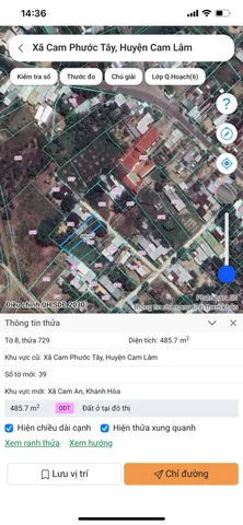 Bán Đất 485.7m2 có sẵn 60 m2 thổ cư giá 850 triệu tại Xã Cam Phước Tây Huyện Cam Lâm Khánh Hòa