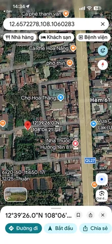 Bán Đất 170m2 có sẵn 75 m2 thổ cư giá 2.1 tỷ tại Xã Hòa Thắng Thành phố Buôn Ma Thuột Đắk Lắk
