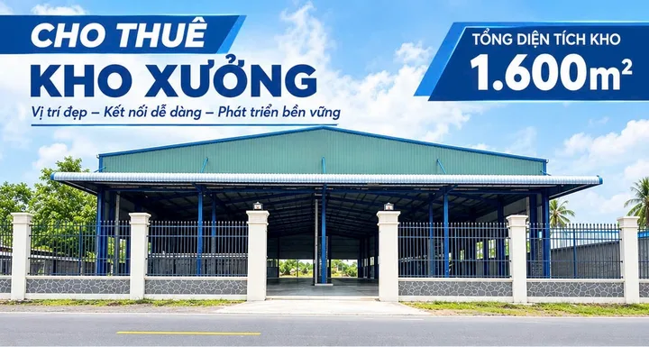Cho thuê Kho, nhà xưởng 1600m2 giá 108 triệu tại Đường Quốc lộ 61 Huyện Châu Thành Kiên Giang