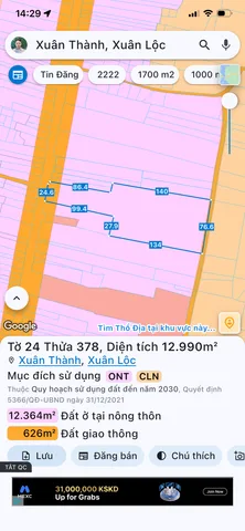Bán 1,3 mẫu đất mặt tiền Tl 766 có sẵn 300 m2 thổ cư giá 60 tỷ tại Xã Xuân Thành Huyện Xuân Lộc Đồng Nai