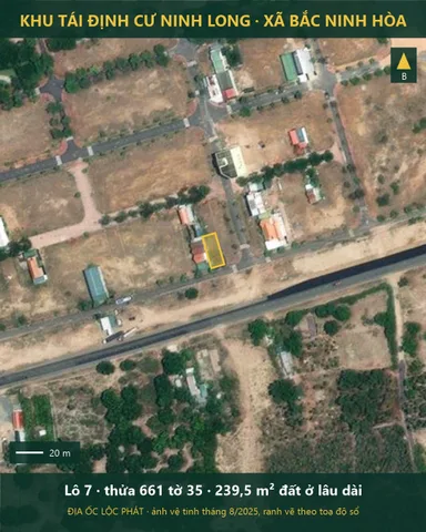 Bán đất tái định cư Ninh Long - 239,5m² ngang 10m, 3,1135 tỷ