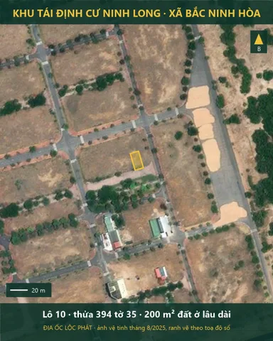 Bán đất tái định cư Ninh Long - 200m² hướng Nam, gần công viên, 2,2 tỷ