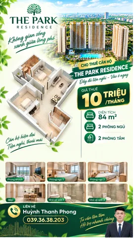 Cho thuê 2PN2WC 84m2 - 10 triệu/tháng - The Park Residence Nhà Bè