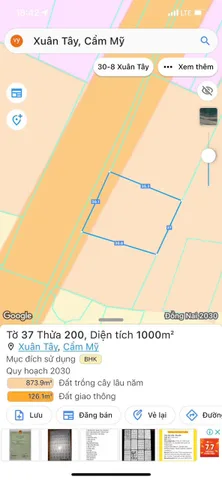 Bán Đất 1000m2 giá 1.88 tỷ tại Xã Xuân Tây Huyện Cẩm Mỹ Đồng Nai