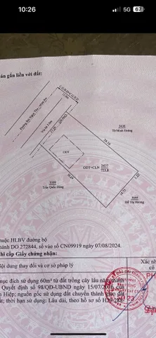 Bán Đất 723m2 có sẵn 100 m2 thổ cư giá 10 tỷ tại Đường Bùi Ngọc Thu Phường Tương Bình Hiệp Thành phố Thủ Dầu Một Bình Dương