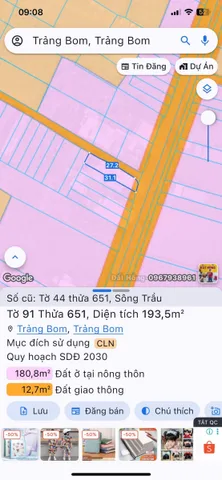 Bán Nhà riêng 193.5m2 giá 1.45 tỷ tại Xã Sông Trầu Huyện Trảng Bom Đồng Nai