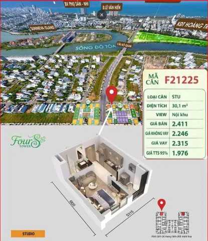 Bán Căn hộ chung cư 45m2 giá 1.9 tỷ tại Đường Minh Mạng Phường Hoà Quý Quận Ngũ Hành Sơn Đà Nẵng