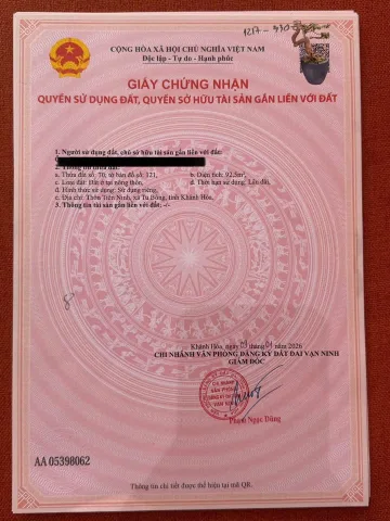 Bán Đất 92.5m2 có sẵn 92.5 m2 thổ cư giá 1.57 tỷ tại - Chọn - Xã Tu Bông Khánh Hòa