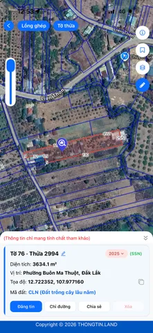 Bán Đất 3634m2 có sẵn 200 m2 thổ cư giá 3.4 tỷ tại Xã Cư ÊBur Thành phố Buôn Ma Thuột Đắk Lắk
