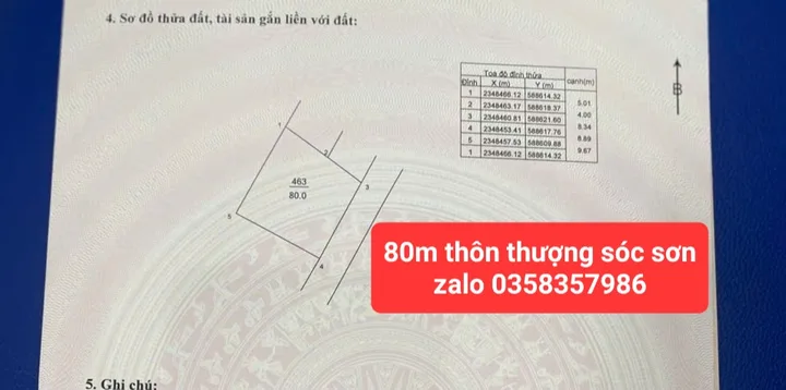 Bán Đất 80m2 có sẵn 80 m2 thổ cư giá 2.8 tỷ tại Xã Đông Xuân Huyện Sóc Sơn Hà Nội