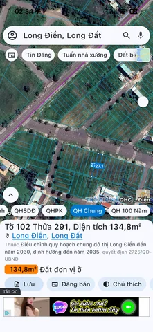 Bán Đất 135m2 có sẵn 135 m2 thổ cư giá 2.45 tỷ tại Thị trấn Long Điền Huyện Long Điền Bà Rịa - Vũng Tàu
