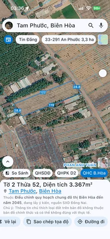 Bán Đất 4534m2 có sẵn 500 m2 thổ cư giá 4 tỷ tại Phường Tam Phước Thành phố Biên Hòa Đồng Nai
