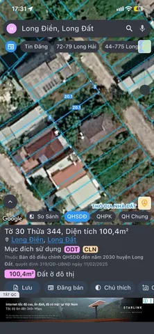 Bán Đất 100m2 có sẵn 70 m2 thổ cư giá 1.62 tỷ tại Thị trấn Long Điền Huyện Long Điền Bà Rịa - Vũng Tàu