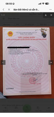 Bán Đất 98m2 có sẵn 98 m2 thổ cư giá 1.67 tỷ tại Xã Vạn Long Huyện Vạn Ninh Khánh Hòa