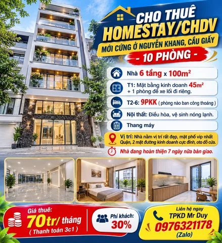 CHO THUÊ CHDV/HOMESTAY MỚI CỨNG Ở XUÂN PHƯƠNG, NAM TỪ LIÊM - 21PKK