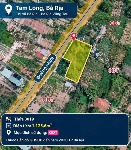Bán Đất 1125m2 có sẵn 83 m2 thổ cư giá 7.65 tỷ tại Xã Hoà Long Thành phố Bà Rịa Bà Rịa - Vũng Tàu