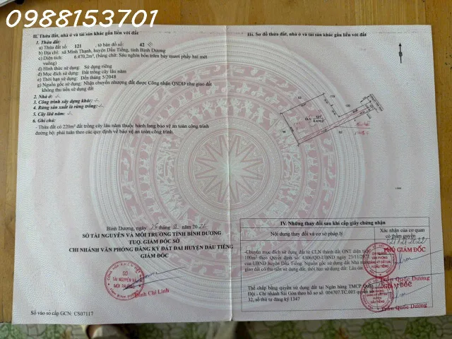 Bán đất mặt tiền đường ĐT 749A, Long Hòa, Dầu Tiếng, Bình Dương, DT 6470m2, giá đầu tư
