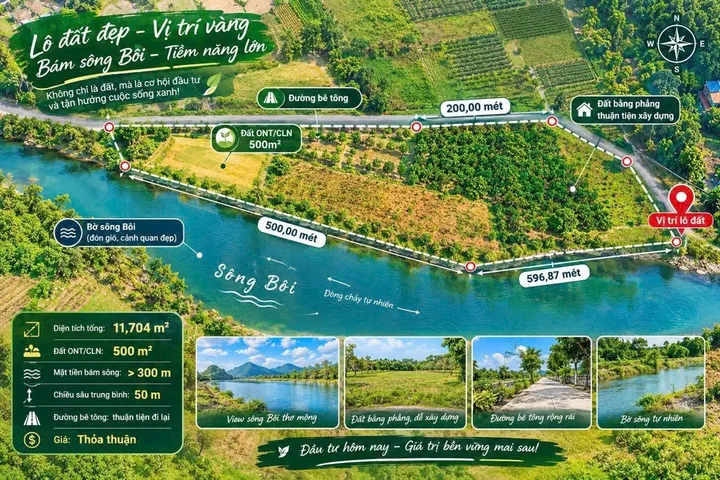 🔥 QUỸ ĐẤT 11.704M² BÁM SÔNG BÔI GẦN 300M – VỊ TRÍ HIẾM TẠI KIM BÔI! 💎 #11