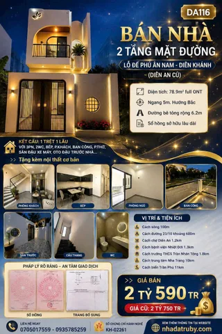 BÁN NHÀ 2 TẦNG MẶT ĐƯỜNG LỖ ĐẾ PHÚ ÂN NAM (DIÊN AN)