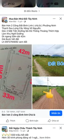 Bán Đất 2278.5m2 giá 800 triệu tại Xã Chà Là Huyện Dương Minh Châu Tây Ninh