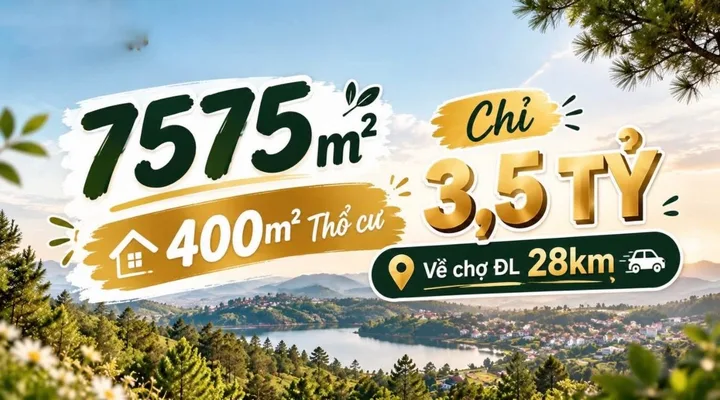 Bán Đất 7575m2 có sẵn 400 m2 thổ cư giá 3.5 tỷ tại Xã NAM HÀ Lâm Hà Lâm Đồng