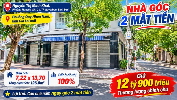 Chính chủ bán nhà tại mặt tiền đường Nguyễn Thị Minh Khai, Phường Nguyễn Văn Cừ, TP Quy Nhơn, Bình Định nay là Phường Quy Nhơn Nam, tỉnh Gia Lai