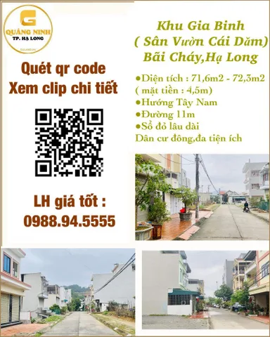 💥Giảm giá sốc💥Bán 2 ô đất khu Gia Binh,Bãi Cháy,Hạ Long,Quảng Ninh