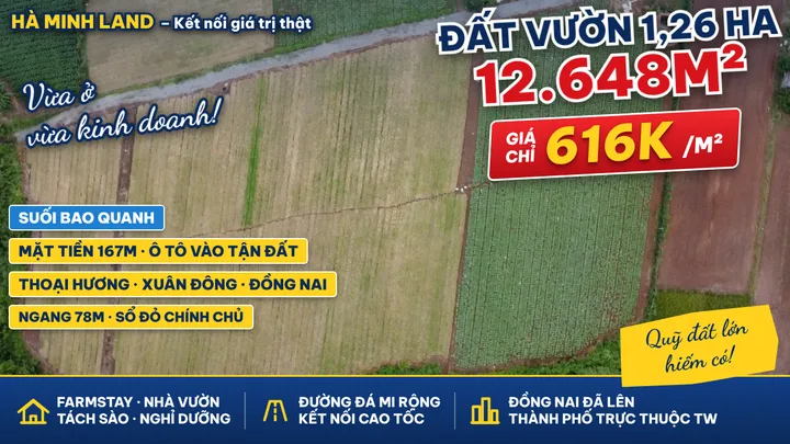 12.648M² MẶT TIỀN 167M – SÁT SÂN BAY LONG THÀNH 🚀chỉ 616k/m2