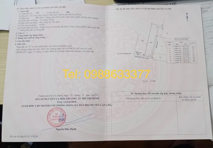 Bán  đất nông nghiệp 980m² , giá 9,5 tỷ tại, Xã Long Hòa, Huyện Cần Giờ, TP. Hồ Chí Minh