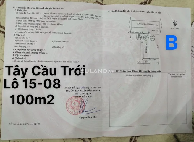 Bán Ô Đất KĐT Tây Sông Trới - Hoành Bồ
