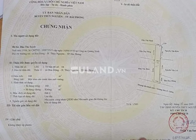 04/12/2025. bán lô 168m2 , giá 5,39 tỷ, mặt đường 7m. Hoa Động. Thủy Nguyên. liên hệ 0362558882