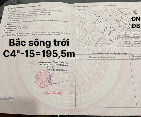 Bán đất 195.5m² 5 tỷ tại Phường Hoành Bồ Thành phố Hạ Long