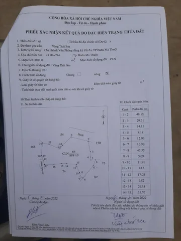 Bán đất 8881m² ngang 10m giá 1.45 tỷ tại Xã Hòa Phú Thành phố Buôn Ma Thuột